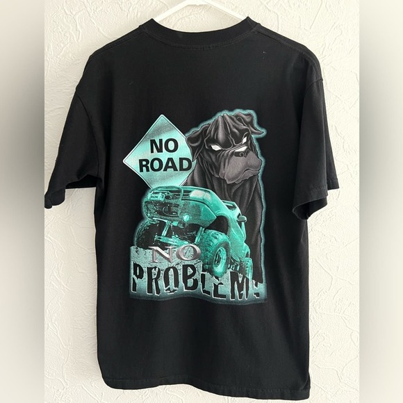 Vintage DaDawg 90s Y2K No Road No Problem MUDDING OFF-ROAD TRUCK Shirt SZ LARGE - Picture 1 of 5